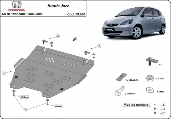 Piastra paramotore di acciaio Honda Jazz