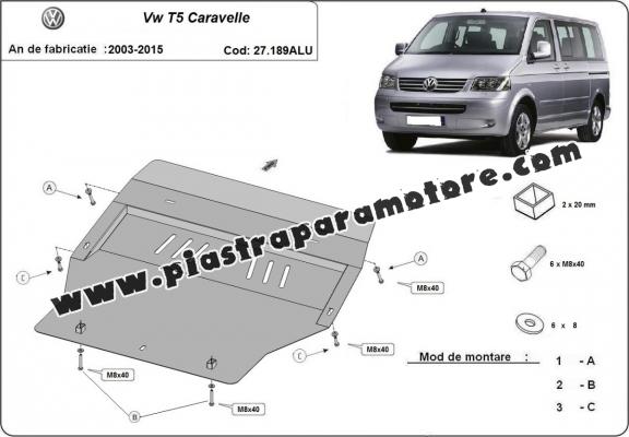 Piastra paramotore di alluminio Volkswagen Transporter T5 Caravelle