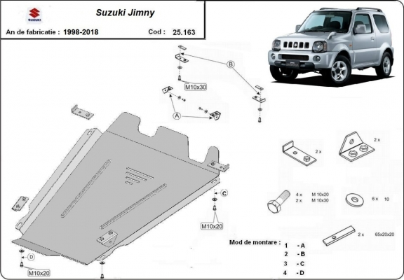 Protezione di acciaio per il  caso di trasferimento Suzuki Jimny