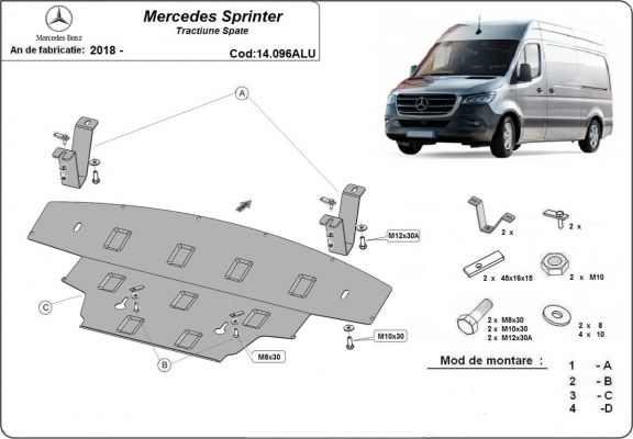 Piastra paramotore di alluminio Mercedes Sprinter - RWD