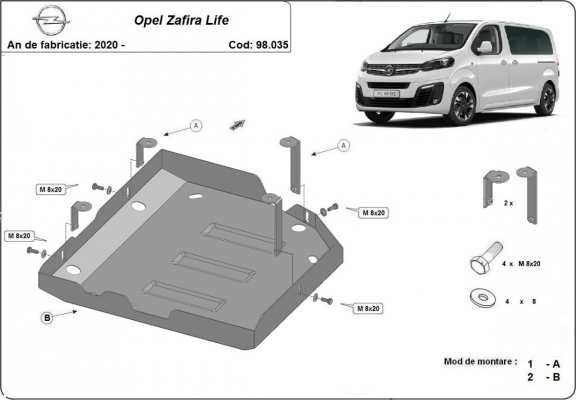 Protezione di acciaio per il AdBlue Opel Zafira Life