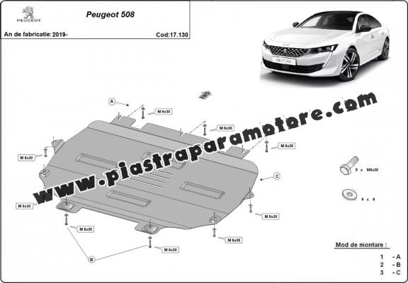 Piastra paramotore di acciaio Peugeot 508