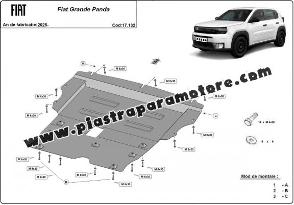 Piastra paramotore di acciaio Fiat Grande Panda