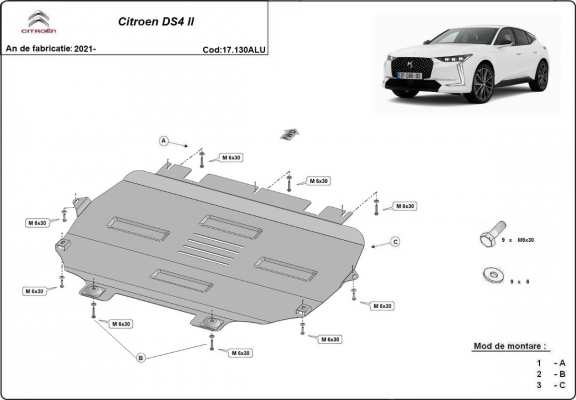 Piastra paramotore di Alluminio Citroen DS4 II