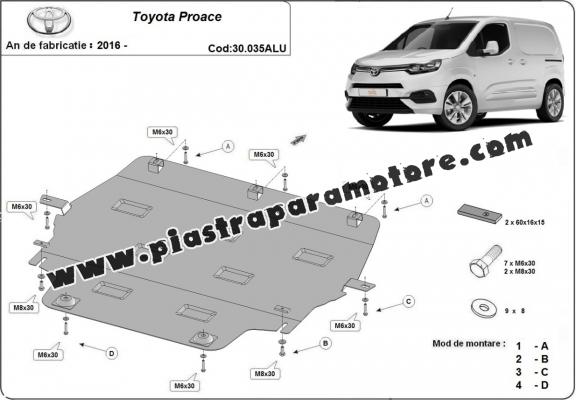 Piastra paramotore di Alluminio Toyota Proace