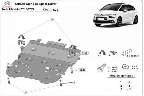 Piastra paramotore di acciaio Citroen Grand C4 SpaceTourer