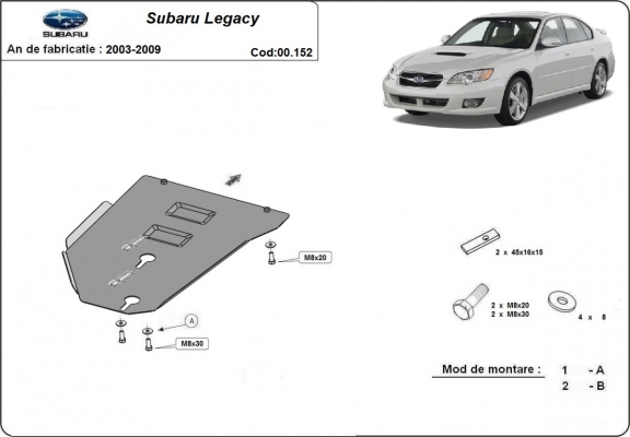 Protezione di acciaio per il cambio manuale Subaru Legacy