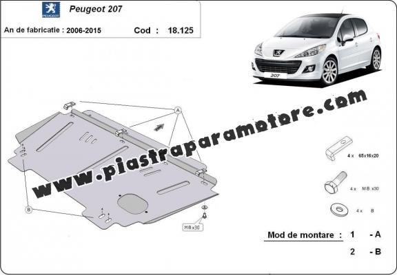 Piastra paramotore di acciaio Peugeot 207
