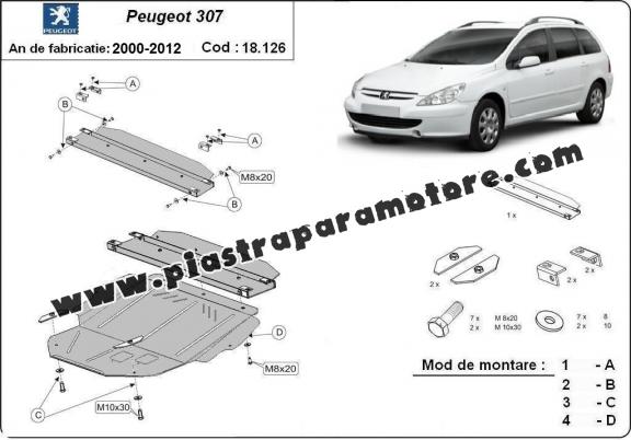 Piastra paramotore di acciaio Peugeot 307
