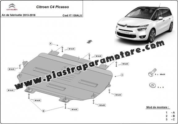 Piastra paramotore di Alluminio Citroen C4 Picasso