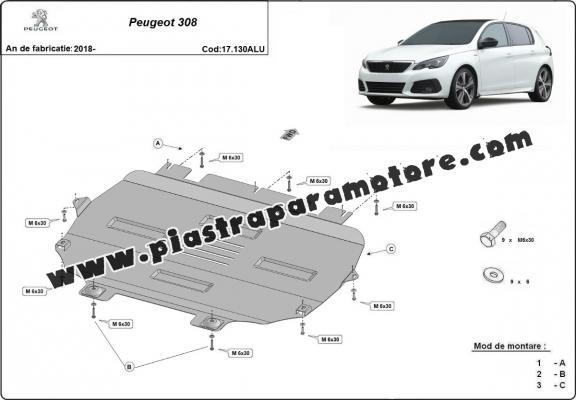 Piastra paramotore di Alluminio Peugeot 308