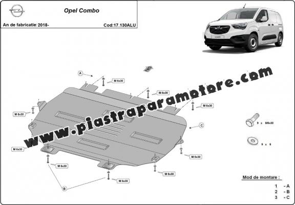 Piastra paramotore di Alluminio Opel Combo E
