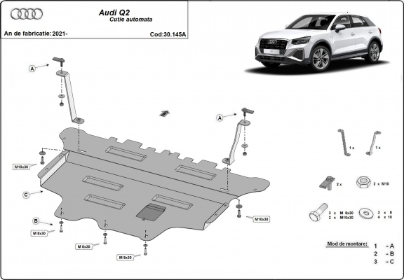 Piastra paramotore di acciaio Audi Q2 - cambio automatico