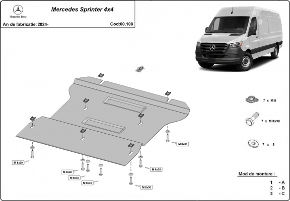 Protezione di acciaio per il cambio Mercedes Sprinter 4x4
