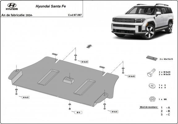 Protezione di acciaio per catalizzatore Hyundai Santa Fe