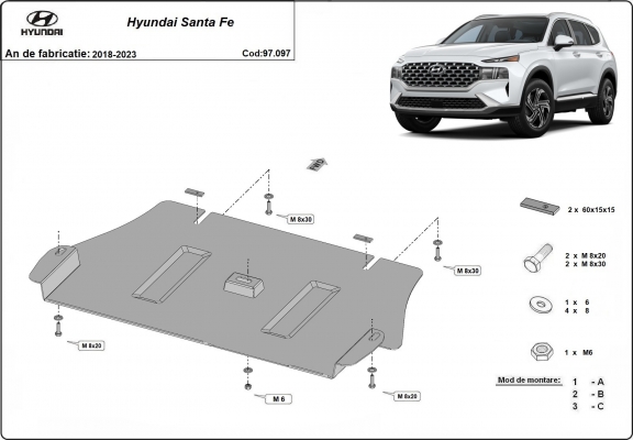 Protezione di acciaio per catalizzatore Hyundai Santa Fe