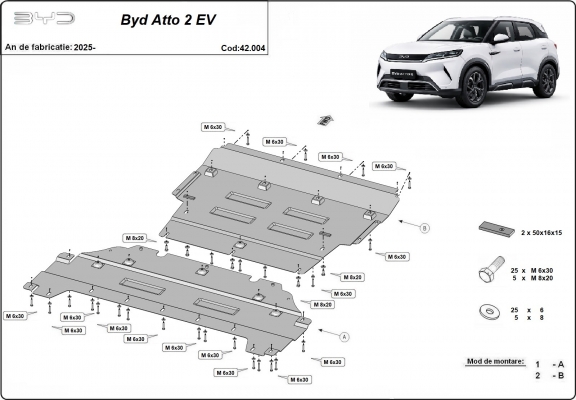 Piastra paramotore di acciaio BYD Atto 2