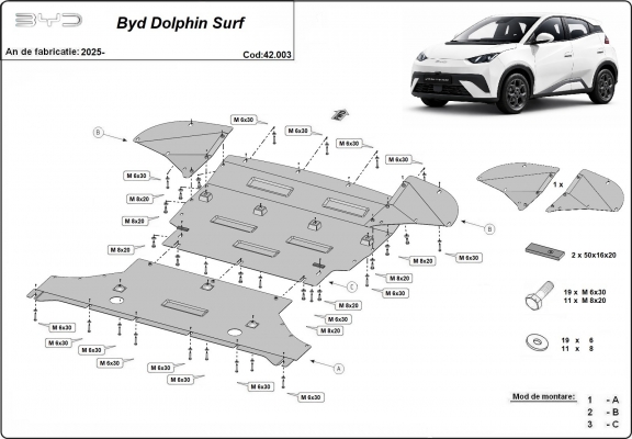 Piastra paramotore di acciaio BYD Dolphin Surf