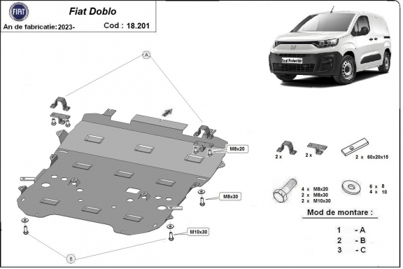 Piastra paramotore di acciaio Fiat Doblo