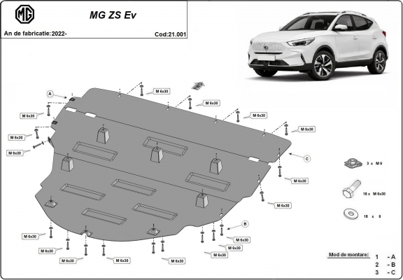 Piastra paramotore di acciaio MG ZS EV