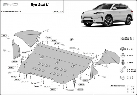 Piastra paramotore di acciaio BYD Seal U