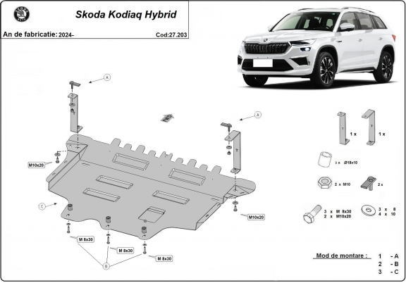 Piastra paramotore di acciaio Skoda Kodiaq