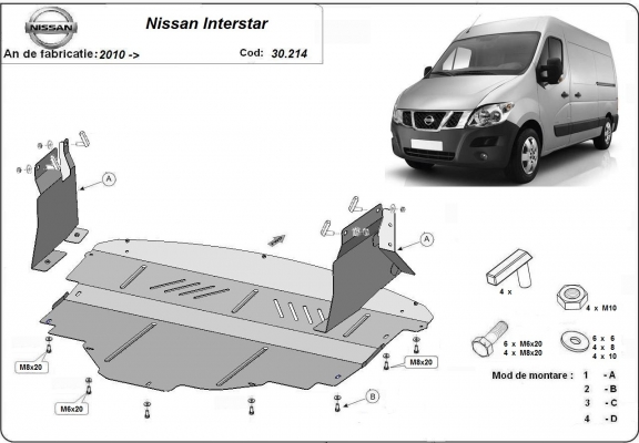 Piastra paramotore di acciaio Nissan Interstar