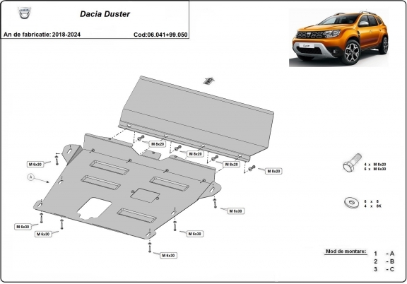 Piastra paramotore di acciaio Dacia Duster - pacchetto promozionale