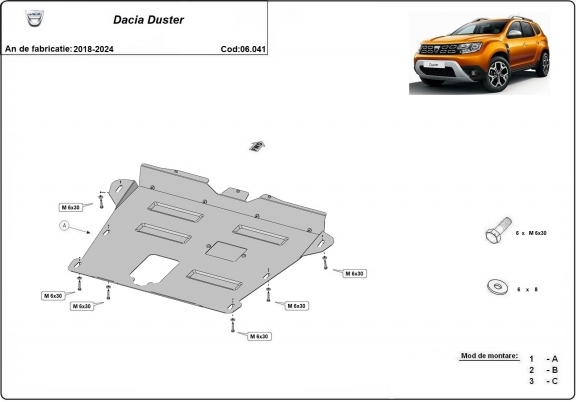 Piastra paramotore di acciaio Dacia Duster