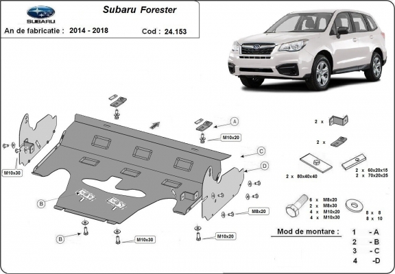 Piastra paramotore di acciaio Subaru Forester 4