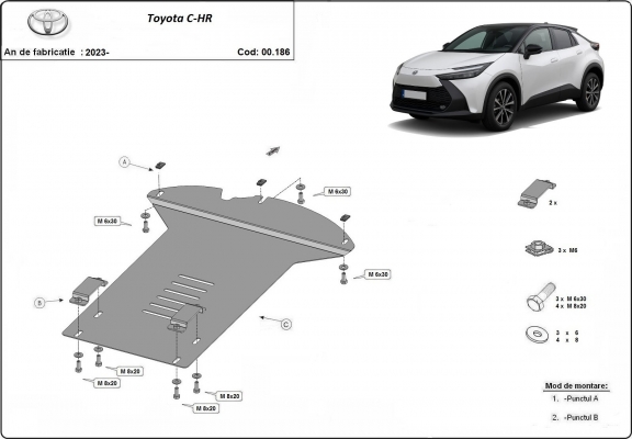 Piastra catalizzatore/cat lock di acciaio Toyota C-HR