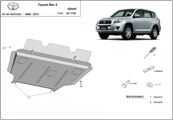 Piastra paramotore di acciaio Toyota RAV 4 diesel