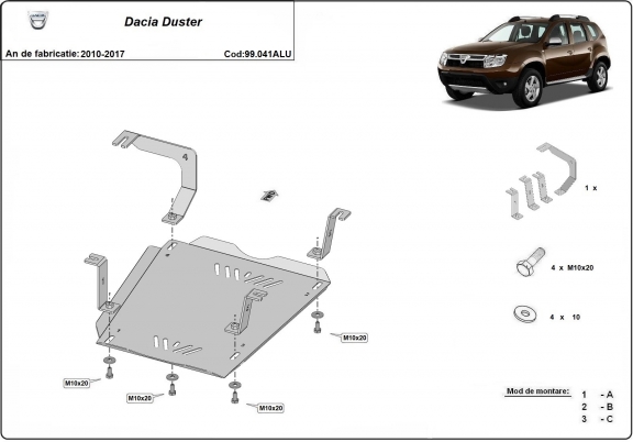 Protezione di alluminio per il serbatoio Dacia Duster