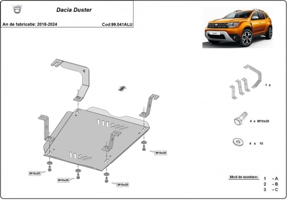 Protezione di alluminio per il serbatoio Dacia Duster