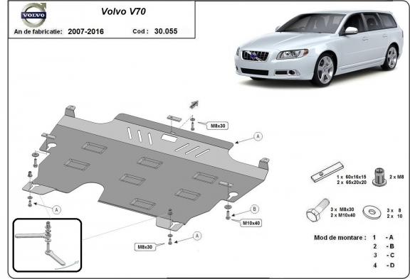 Piastra paramotore di acciaio Volvo V70