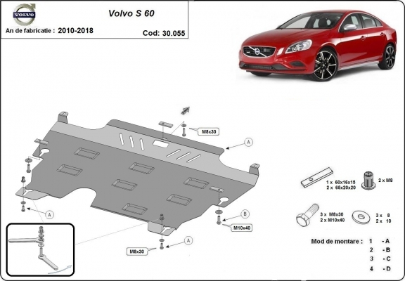 Piastra paramotore di acciaio Volvo S60