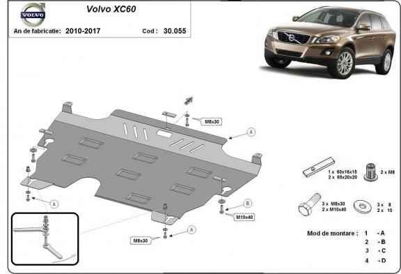 Piastra paramotore di acciaio Volvo XC60