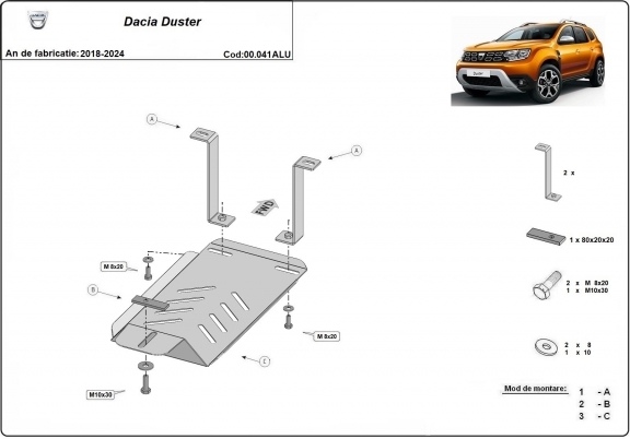 Protezione di alluminio per il differenziale  Dacia Duster 4x4