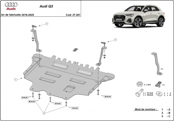 Piastra paramotore di acciaio Audi Q3