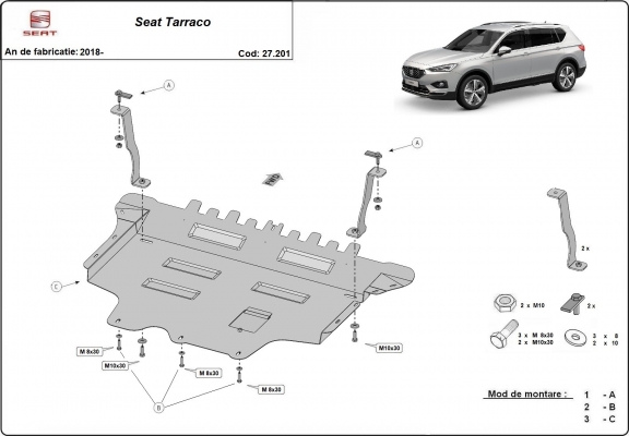 Piastra paramotore di acciaio Seat Tarraco