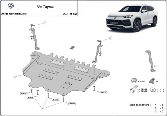 Piastra paramotore di acciaio VW Tayron