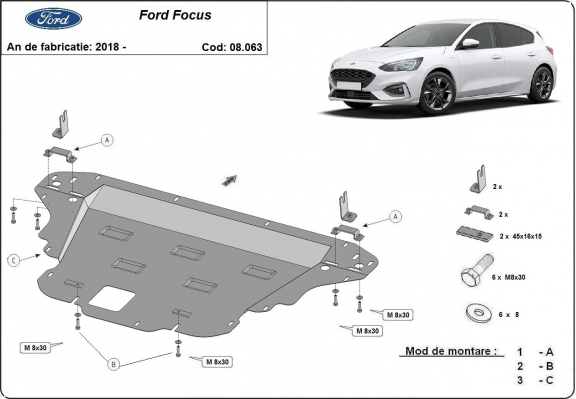 Piastra paramotore di acciaio Ford Focus 4