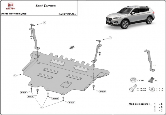 Piastra paramotore di alluminio Seat Tarraco