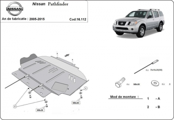 Piastra paramotore di acciaio Nissan Pathfinder