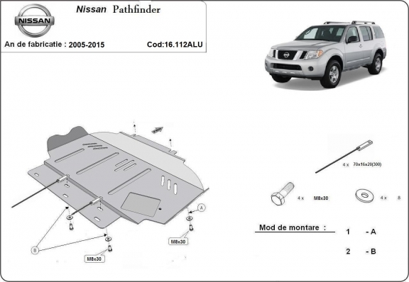 Piastra paramotore di alluminio Nissan Pathfinder