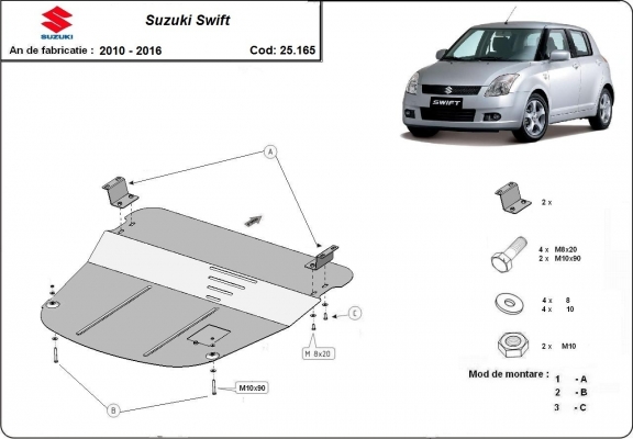 Piastra paramotore di acciaio Suzuki Swift 3