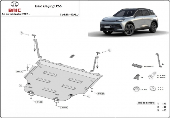 Piastra paramotore di alluminio BAIC Beijing X55