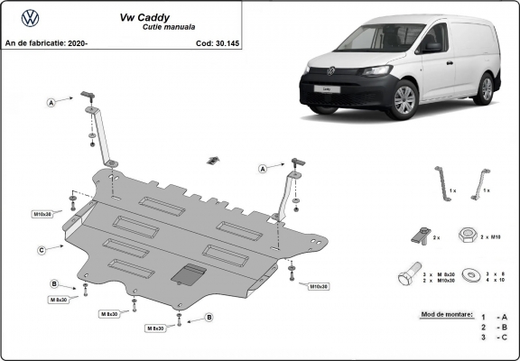 Piastra paramotore di acciaio VW Caddy