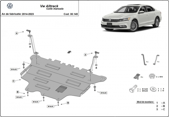 Piastra paramotore di acciaio VW Passat Alltrack - cambio manuale