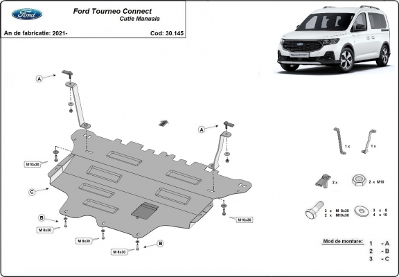 Piastra paramotore di acciaio Ford Tourneo Connect